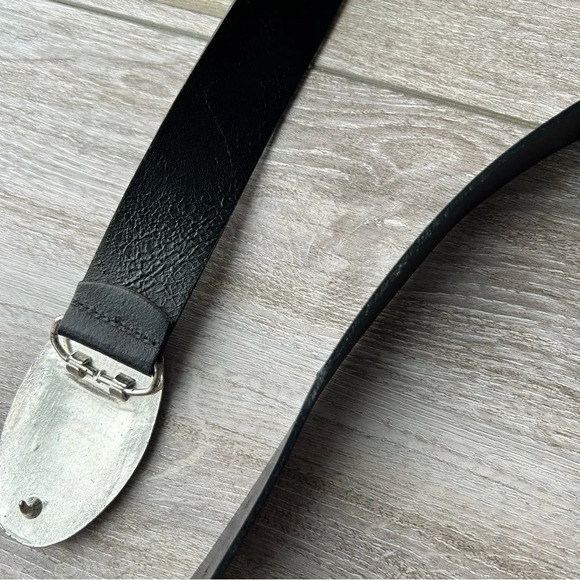 Cleo Black Silver Tone Leather Belt Made in Canada - Picture 14 of 16